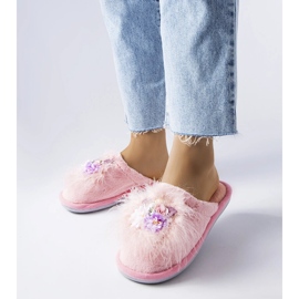 Calde pantofole rosa con fiori Moly 1