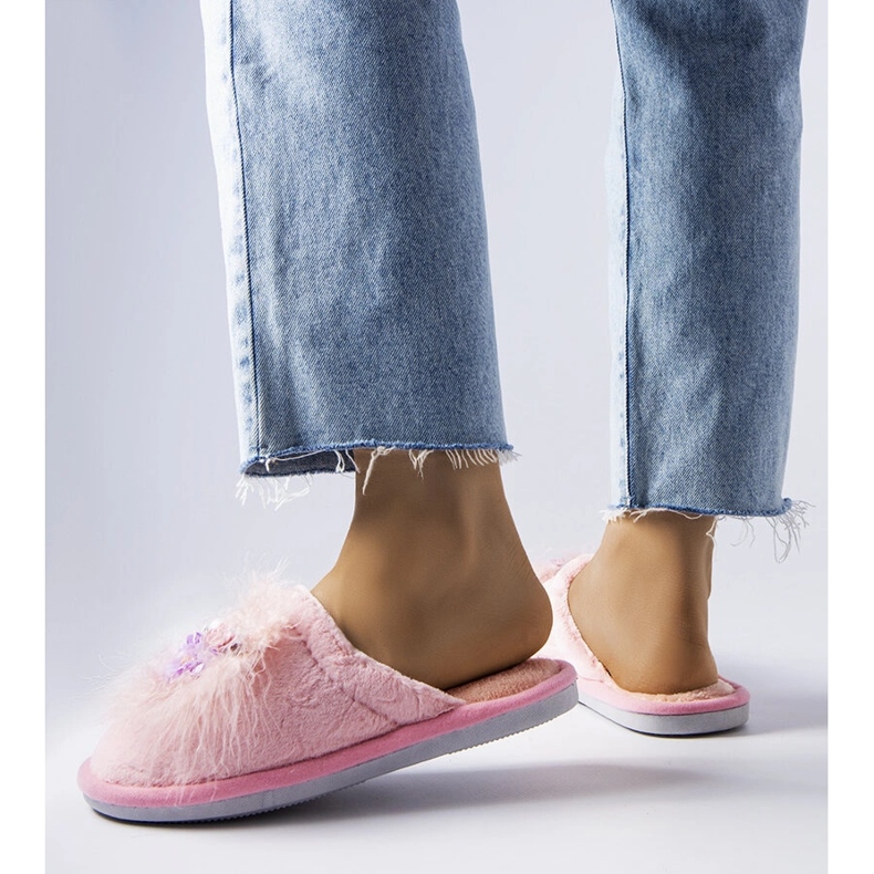 Calde pantofole rosa con fiori Moly 2