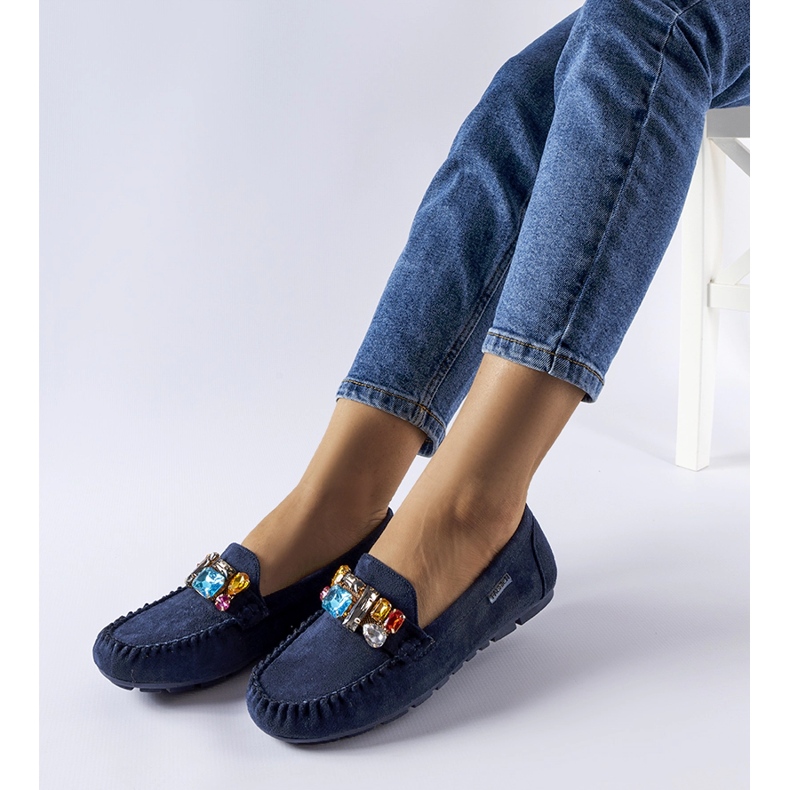Mocassini blu navy decorati con ninnoli Fusco 1