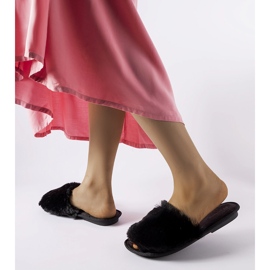 Inblu Pantofole Giacomo nere con pelliccia nero 2