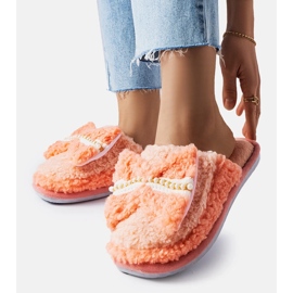 Pantofole arancioni con fiocco arancia 1