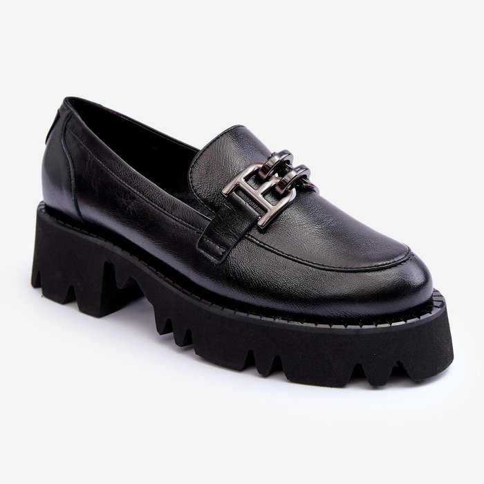 Laura Messi Mocassini Da Donna In Pelle Con Decorazione, Lyndani Nero 1