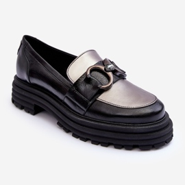 Laura Messi Mocassini in Pelle da Donna con Tacco Piatto, Elkiza Nera nero 1