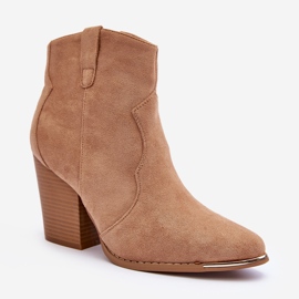 Stivali da cowboy in pelle scamosciata beige con tacco alto Lotoune 1