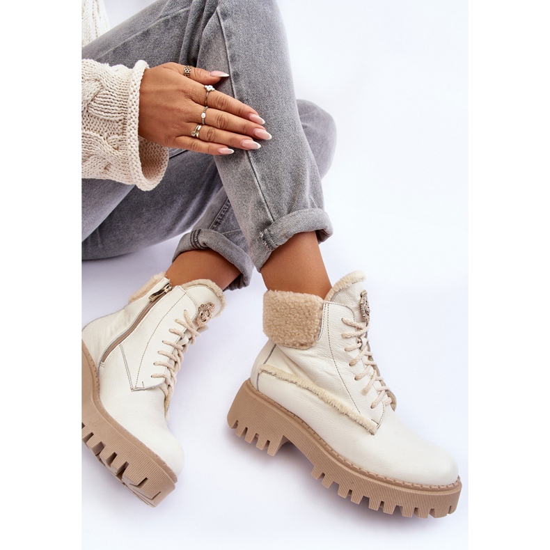 Stivali in pelle da donna Crema Lemar Vergo beige 1