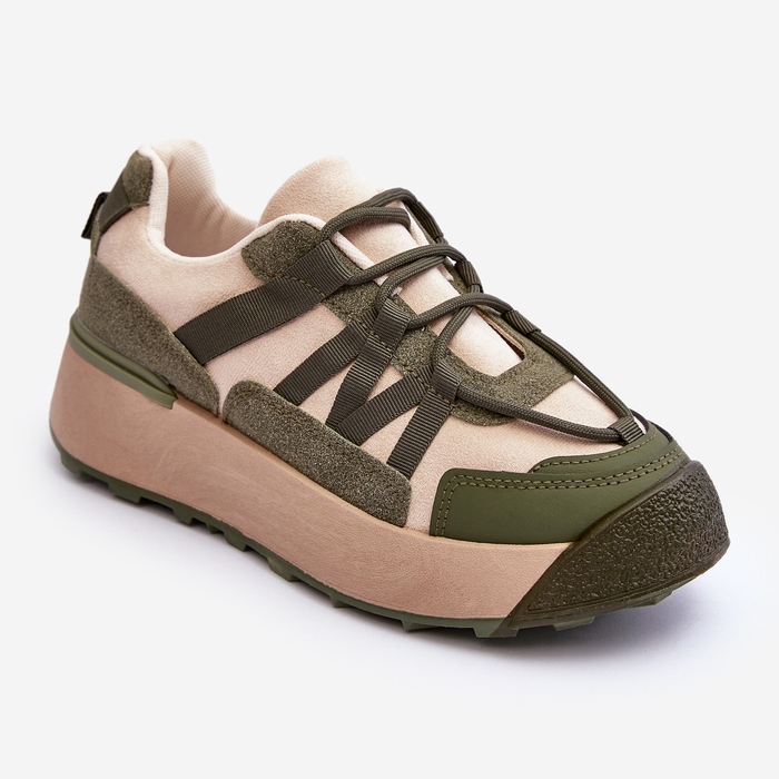 PS1 Scarpe sportive da donna in pelle scamosciata sulla piattaforma Beige e verde Rohan 1