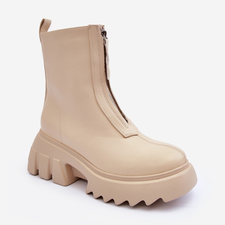 Stivaletti Kusma beige su un'enorme piattaforma con cerniera 1