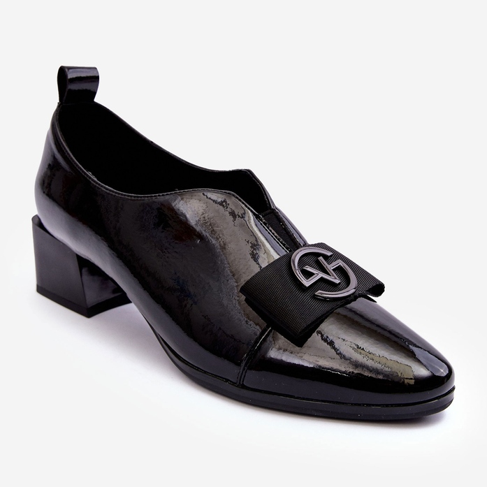 Vinceza Scarpe col tacco laccate con decorazione, Elosa nera nero 1