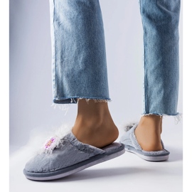 Calde pantofole grigie con fiori Moly grigio 2