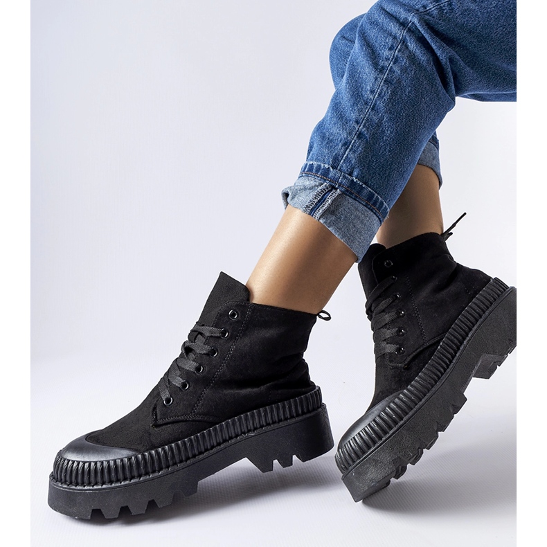 Inna Sneakers alte Aida in ecopelle scamosciata nera nero 1