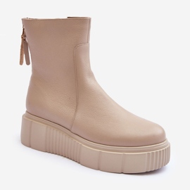 Stivaletti in pelle da donna con plateau Beige Lemar Jenefer 2