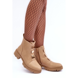 Stivali piatti in pelle Azulenn beige 1