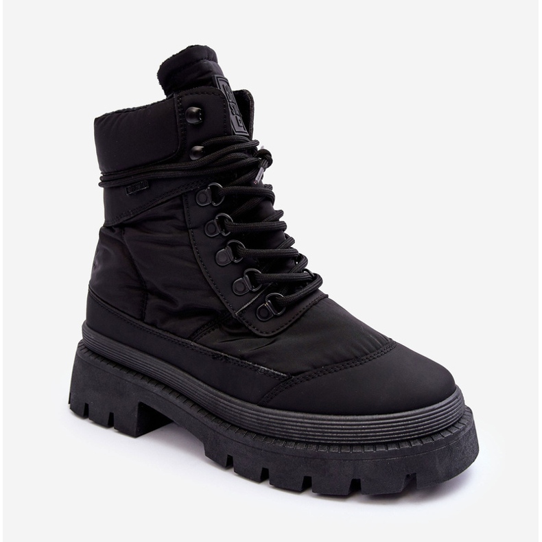 Stivaletti isolati Trappers da donna su piattaforma e tacco piatto Big Star MM274338 Nero 2