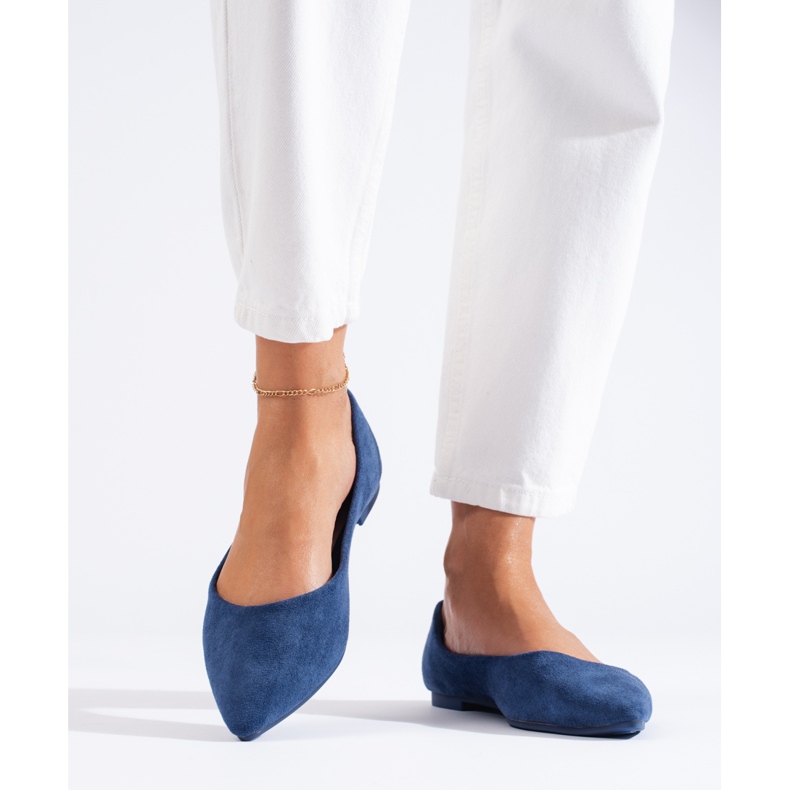 Ballerine da donna blu navy realizzate in camoscio ecologico Shelovet 1