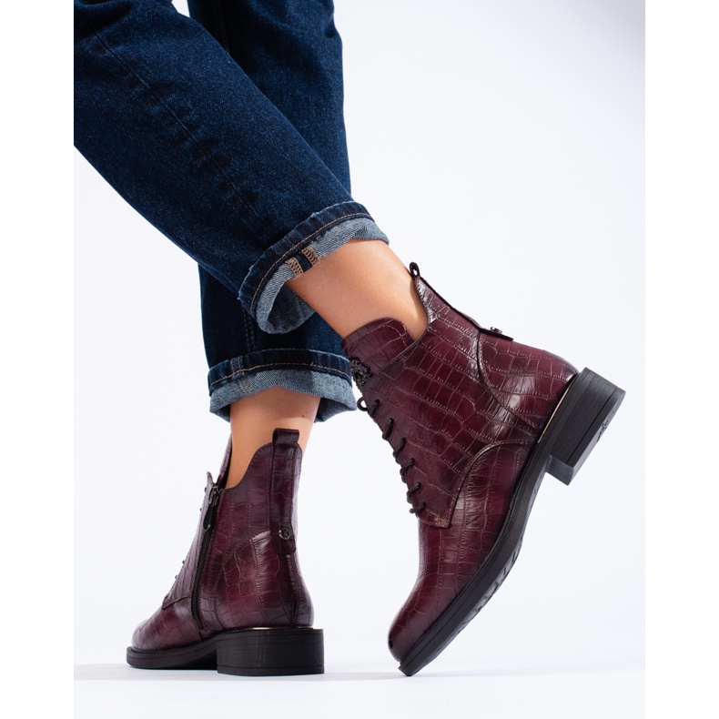 Stivali da lavoro stringati isolanti bordeaux di Vinceza rosso 1