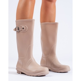 Stivali Wellington beige da donna con fibbia Shelovet 1