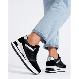 Sneakers da donna nere con inserto in Shelovet bianco nero 2