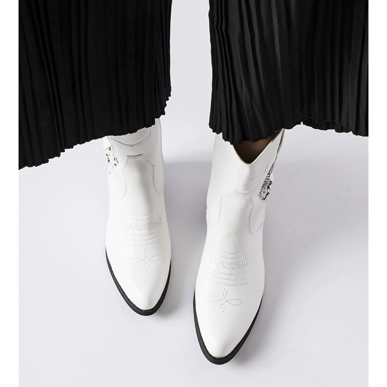 Stivali da cowboy Henriette bianchi con tacco alto bianco 1