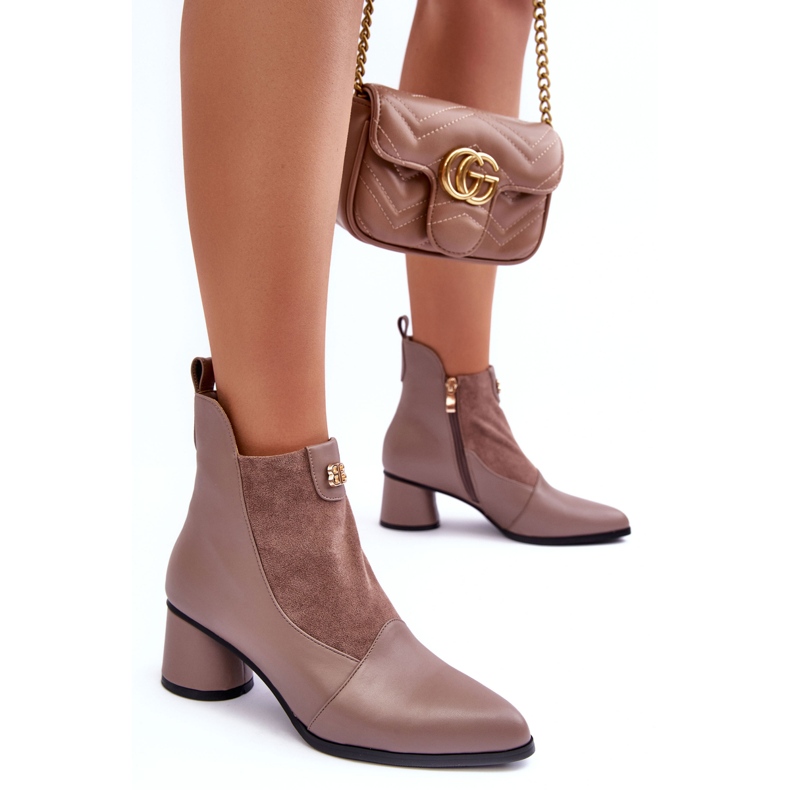 Stivali in pelle con tacco alto S.Barski MR870-96 Beige 1