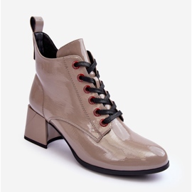 Stivaletti Bassi Stringati in Vernice S.Barski MR870-66 Beige Scuro 1