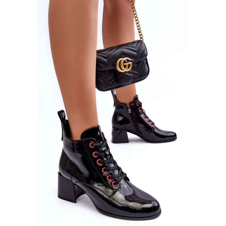 Stivaletti Bassi Stringati in Vernice S.Barski MR870-66 Nero 1