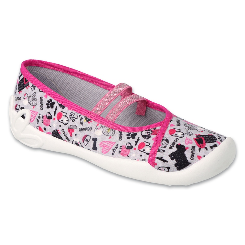 Pantofole per bambini Befado 116Y323 grigio e rosa 2