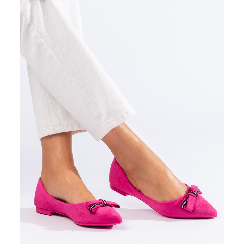 Ballerine in camoscio con fiocco Shelovet rosa 1
