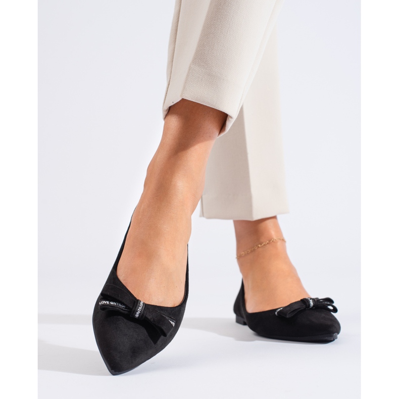 Ballerine in camoscio con fiocco Shelovet nero 1