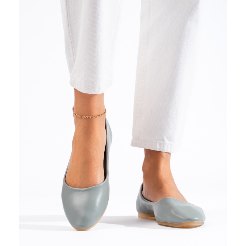 Ballerine grigie da donna realizzate in pelle ecologica Shelovet grigio 2