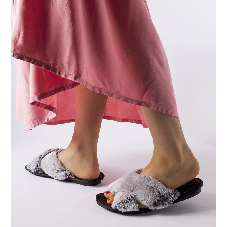 Pantofole grigie con pelliccia di Domenica grigio 1