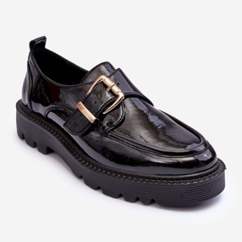 Vinceza Ballerine di vernice con fibbia, Nero Meara 2