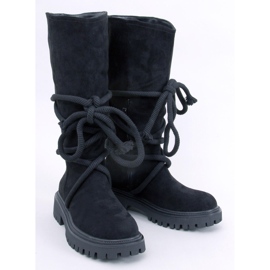 Stivali in pelle scamosciata con cordoncino Spicer Black nero 1