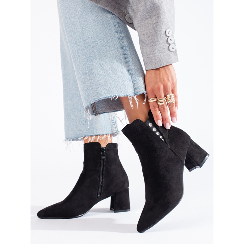 Stivaletti da donna Shelovet in camoscio nero 1