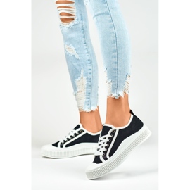 Sneakers da donna nere con suola bianca nero 2