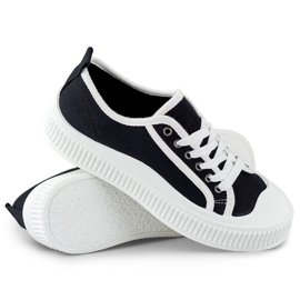 Sneakers da donna nere con suola bianca nero 1