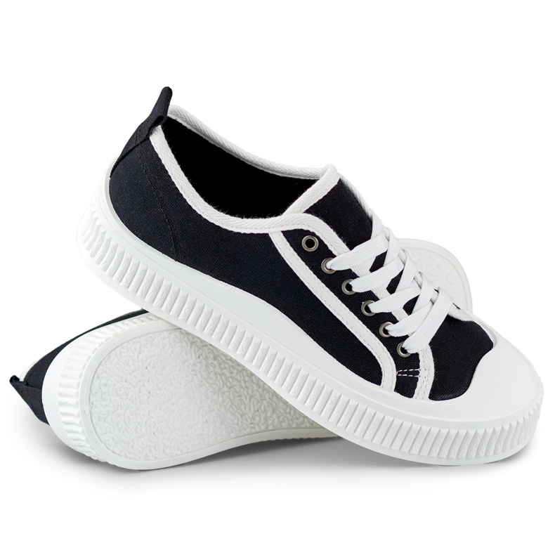 Sneakers da donna nere con suola bianca nero 1