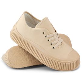 Sneakers da donna beige con suola spessa 1