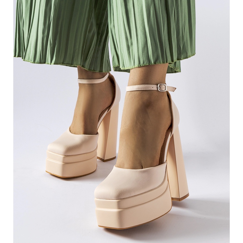 Décolleté Romines beige con tacco alto 1