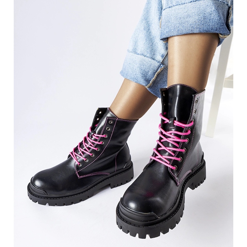 Inna Stivali neri con filo decorativo Oberto rosa nero 2