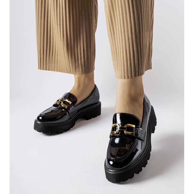 Inna Scarpe Clay in vernice nera nero 1