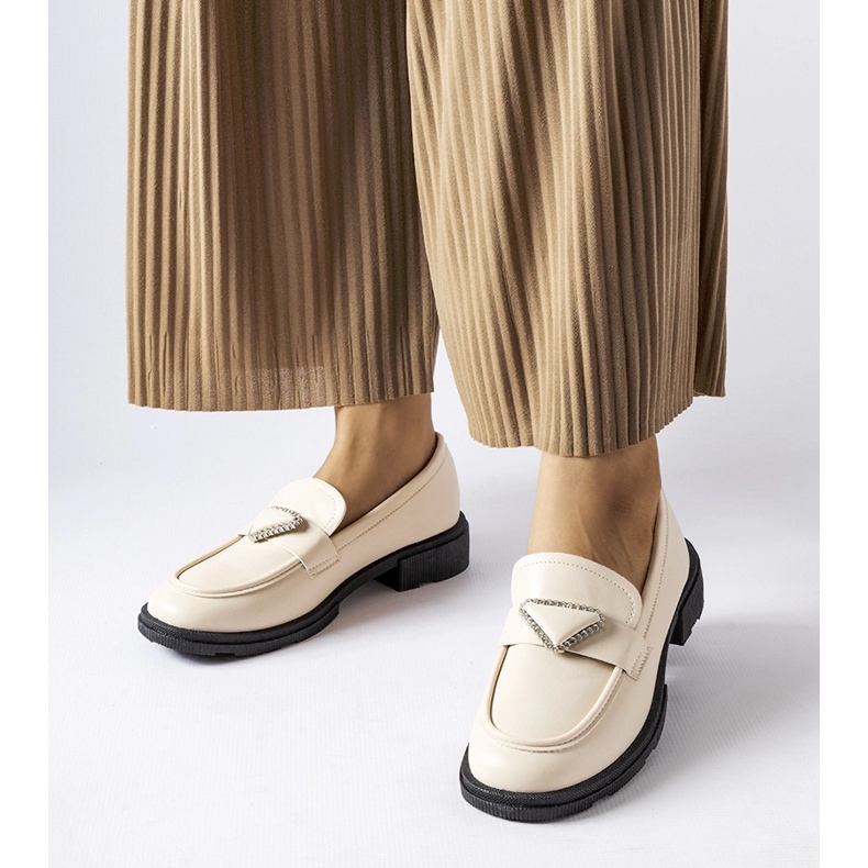 Mocassini beige decorati con strass Marsilus 1