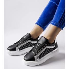 Sneakers nere con decorazione Leo argento nero 2