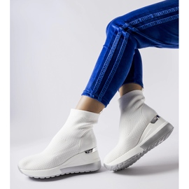 Sneakers in tessuto bianco con zeppa Casgio bianca 1