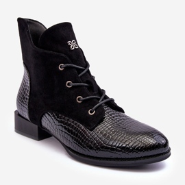 Vinceza Scarpe Basse in Pelle con Fantasia Animalier Nera Tianeta nero 1