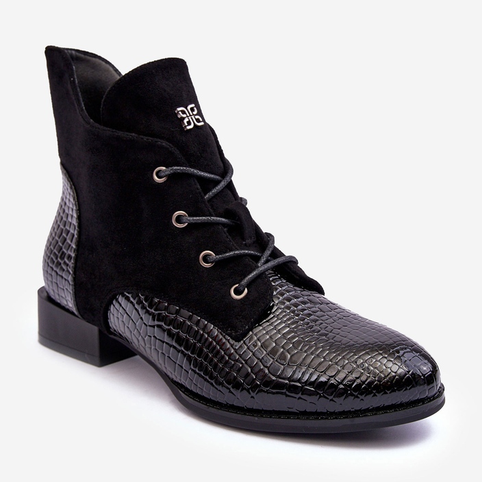 Vinceza Scarpe Basse in Pelle con Fantasia Animalier Nera Tianeta nero 1