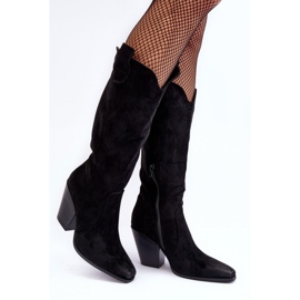 Stivali texani in camoscio nero con tacco alto Tortana 2