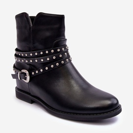 Stivali Bassi da Donna in Pelle Decorata Neri di Adkrana nero 1