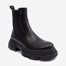 PS1 Stivaletti Chelsea in pelle Solita nera con tacco piatto e piattaforma nero 2