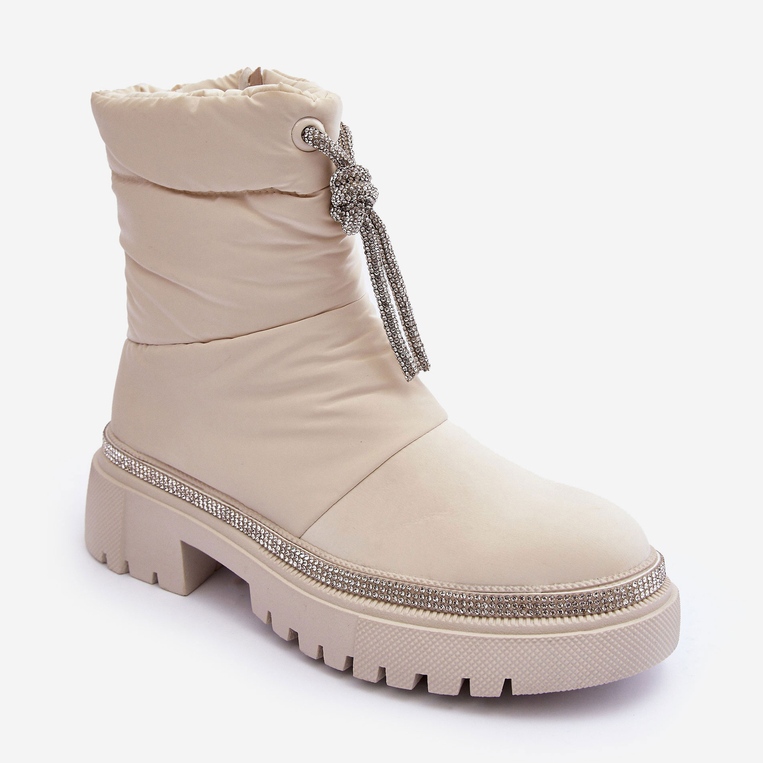 PS1 Stivali da neve con tacco piatto decorati Plotia beige chiaro 1
