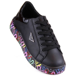 Scarpe in pelle su plateau colorato Filippo W PAW462A, nere nero 1